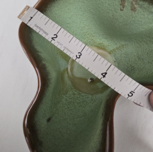 Vtg. Frankoma Pottery Free Form Drapery Planter/Bowl 'Praire Green' Glaze, 1940s - Picture 10 of 13